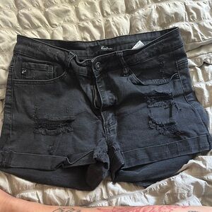 Kancan Women's Black Distressed Shorts